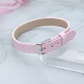 Bracelet DIY de 10mm en simili cuir rose à motif serpent avec boucle métallique argentée - Nouvelle boucle en acier carré motif serpent / 10mm / Rose