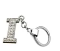 Sparkling silver rhinestone letter I keychain pendant for DIY bags and keys accessory - Silver I