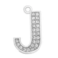 Silver-colored 35mm rhinestone-encrusted letter J pendant for DIY jewelry accessories - Letter J (35MM Chrome Drill Alphabet Pendant)