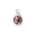 Waterdrop alloy birthstone pendant charm with faceted pink rhinestone for DIY jewelry - Light Purple