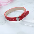 Bracelet de 10mm en similicuir rouge motif serpent avec boucle argentée ajustable - Nouvelle boucle en acier carré motif serpent / 10mm / Rouge Vif