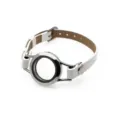 25mm stainless steel round gau box locket bracelet with premium white PU leather strap - Single Wrap Plain Locket Bracelet / 25MM Stainless Steel (Magnetic Flip Open) / White