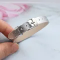 Élégant bracelet en similicuir 10mm à motif serpent argenté avec boucle métallique - Nouvelle boucle en acier carré motif serpent / 10mm / Argent