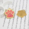 Funkelnder rosa glitzernder Pfotenanhänger aus Metall für DIY-Schmuck und Haustier-ID - Gold-Basis-Stil (HC551) / Rosa