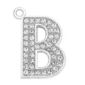Silver alloy letter B pendant with sparkling rhinestones for DIY keychain accessories - Letter B (35MM Chrome Drill Alphabet Pendant)