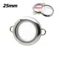 25mm stainless steel circular glass floating locket charm with double hanging loops - 25mm Twist Double Bail Frame (Inner 18mm) / Steel