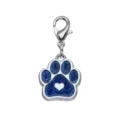 Blauer Glitzer-Pfotenabdruck-Haustiermarke mit Herz für Katzen- und Hundehalsbänder - Mit Hummerverschluss (HC592) / 15*18mm / Saphirblau