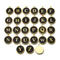 Alphabet charms collection A-Z in black and gold for DIY jewelry making and pendants. - Letter-M / Black