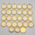 Full set of 26 A-Z initial pendants with gold scalloped edge and pink enamel. - Gold Round Lace Pendant / Letter A / Pink