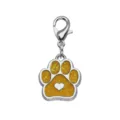 Médaillon pour animal de compagnie en forme de patte pailletée orange et cœur - Avec Fermoir Mousqueton (HC592) / 15*18mm / Orange