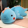 Niedliches blaues Dinosaurier-Plüschkissen zum Schlafen, weiches Stofftier für Kinder und Erwachsene - 80cm / Blau