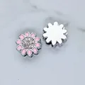 Pink enamel flower charm with sparkling crystals for 8mm DIY slide bracelet strap accessory - Pink Daisy (SL761)