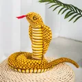 Realistic coiled cobra snake plush toy with yellow and brown spots on a woven straw mat - Approx. 110cm / Yellow Cobra
