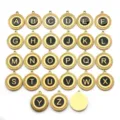 Round stainless steel A-Z alphabet pendant charms set with enamel detailing for DIY - Round Lace Pendant Only (Without Chain) / Letter A / Black