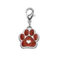 Pendentif patte d'animal pailleté rouge - Avec Fermoir Mousqueton (HC592) / 15*18mm / Rouge