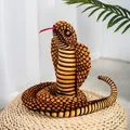 High-quality realistic orange and black cobra plush toy snake coiled on a straw mat - Approx. 110cm / Orange Cobra