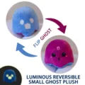 Reversible glow-in-the-dark ghost plush toy featuring dual expressions for Halloween. - Blue-Purple Red