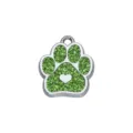Médaille d'identité pour animaux en forme de patte pailletée verte avec cœur, 17x19mm - Style Standard (HC486) / 15*18mm / Vert clair