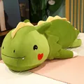 Süßes grünes Dino Kuscheltier Kissen aus weichem Stoff - 80cm / Grün