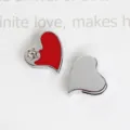 8mm red enamel heart slide charm with sparkling crystal for DIY bracelet jewelry - Heart Style (SL557) / Red