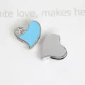 Blue heart-shaped 8mm alloy slider charm with sparkling rhinestone for DIY bracelets - Heart Style (SL557) / Blue