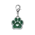 Médaille d'identification patte pailletée verte pour animaux avec petit coeur 17x19mm - Avec Fermoir Mousqueton (HC592) / 15*18mm / Vert foncé