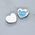 8mm blue heart alloy charm with crystal and LOVE engraving for DIY bracelets - Drip Heart (SL758) / Light Blue