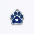 Pendentif d'identification pour animaux en paillettes bleues avec motif patte et cœur - Style Standard (HC486) / 15*18mm / Bleu saphir