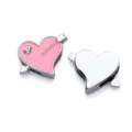 8mm pink and silver heart slider charm with crystal arrow for DIY jewelry bracelet - Cupid's Arrow (SL76802) / Pink