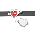 Red enamel heart-shaped slide charm with LOVE text and crystal for 8mm DIY bracelets - Cupid's Arrow (SL229) / Single Price / Red