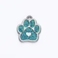 Médaille d'identification pour animaux, patte pailletée bleue et coeur, 17x19mm - Style Standard (HC486) / 15*18mm / Bleu lac