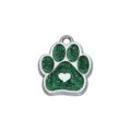 Pendentif d'identité pour animal en patte pailletée verte avec cœur, breloque 17x19mm. - Style Standard (HC486) / 15*18mm / Vert foncé