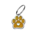 Médaille d'identification personnalisée en forme de patte jaune pailletée pour chien chat 17x19mm - Avec Anneau (HC592) / 15*18mm / Orange