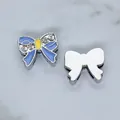 Light blue enamel bow charm decorated with rhinestones for 8mm DIY bracelet wristbands - Purplish Blue Bowknot (SL759)