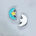 Blue and yellow cartoon moon and star alloy slide charms for 8mm DIY wristbands - Light Blue Moon (SL760)