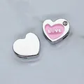 8mm heart-shaped slide bead accessory with pink enamel and LOVE text for DIY jewelry. - Drip Heart (SL758) / Pink