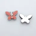 Pink enamel butterfly charm accessory with clear rhinestone for 8mm DIY slide bracelets - Butterfly - Orange Red (SL786)