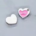 Pink enamel heart shaped slide charm with LOVE text for 8mm DIY bracelet watch bands - Pink Heart - LOVE (SL758)