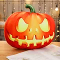 Halloween Kürbis Kurzplüschkissen mit gruseligem Jack-o'-lantern Gesicht für Dekoration - Kleiner Anhänger / 20cm / Dämon Kürbis (Hexenhut)