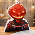 Gruseliges Halloween Kürbiskopf Plüschkissen für gruselige Party Haus Deko und Geschenke - Kleiner Anhänger / 20cm / Scary Pumpkin Man