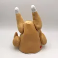 Rear view detail of a plush electric dancing turkey hat for Thanksgiving holiday fun - 72 Songs / Yellow