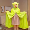 Niedliche grüne Frosch-Kapuzendecke aus Flanell weicher tragbarer Umhang für zuhause - 100x80cm / Grüner Frosch