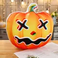 Πορτοκαλί βελούδινο μαξιλάρι κολοκύθας Halloween με σχέδιο προσώπου εφέ glitch διακόσμηση - Fork Eye Pumpkin
