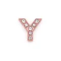 Cuenta pasante letra Y de 10mm en oro rosa con diamantes de imitación para joyería DIY - Letra Y / 10mm / Rosa oro