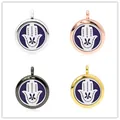 Runder 25mm Hamsa Aroma Ätherisches Öl Diffusor Medaillon Anhänger in vier Metallfarbausführungen - Hamsa-Hand (004) / 25mm Größe (Inklusive 10 Pads) / Chrom