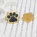 Exklusiver vergoldeter Pfotenabdruck-Anhänger mit schwarzem Glitzer für DIY Schmuck - Gold-Basis-Stil (HC551) / Schwarz