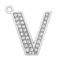 Silver alloy letter V pendant charm sparkling rhinestone crystal pavé style - Letter V (35MM Chrome Drill Alphabet Pendant)