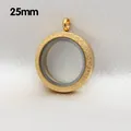 Elegant 25mm frosted gold circular locket pendant with clear glass for necklaces - Frosted Pendant Only (Without Chain) / 25mm (Outer Diameter) / Gold