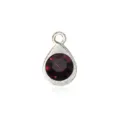 Dark red teardrop birthstone pendant with silver alloy frame for DIY jewelry and crafts - Regular Fit / Deep purple