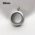 Frosted silver stainless steel 20mm circular Gau box pendant with clear glass window - Frosted Pendant Only (Without Chain) / 20mm (Outer Diameter) / Steel